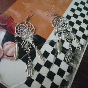 Dream catcher dangling earrings